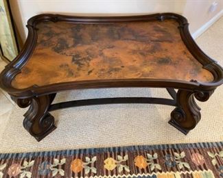 $445      Century coffee table copper top 52”L x 32”Wx 29”T 