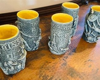 Dorothy Kindle Military relief mugs VERY RARE set of 5