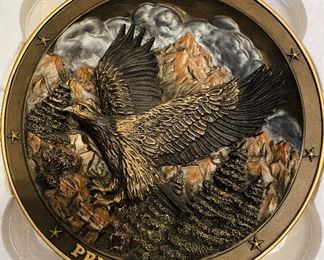 $40 ____Gene Dieckhoner eagle wall plaque - set of 4  -Freedom -Majesty -Valor -Pride