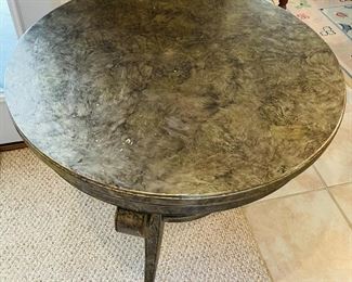 $125 silver  round table - 31high 34 across