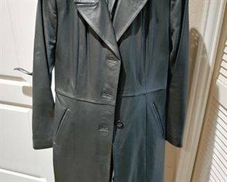 Ladies black leather coat size small