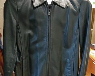 Ladies black leather jacket size small
