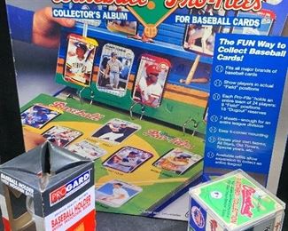 Baseball card album, baseball display holder, matchbook collection