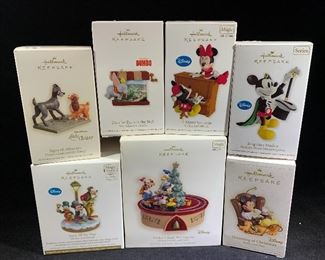 Disney Keepsake ornaments including Mickey and Minnie Mouse, Goofy, Dumbo and Lady and the Tramp