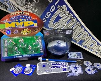 Dallas Cowboys stickers, pennant and collectibles