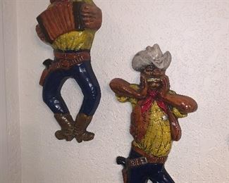 Vintage musical cowboy wall plaques