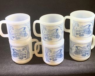 Vintage Currier and Ives locomotive coffee mugs