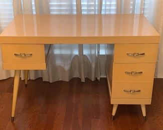 Sleek Mid-Century Modern blond laminate desk