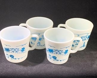 Vintage Pyrex train coffee mugs