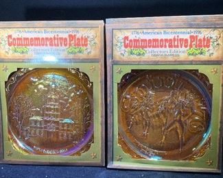 Indiana Glass Co. iridescent commemorative plates