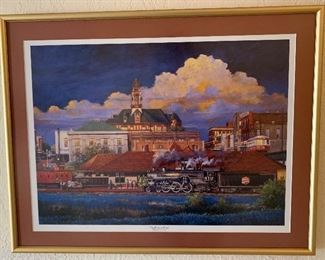 Framed train wall art