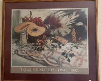 Framed Texas Folklife Festival poster 1992