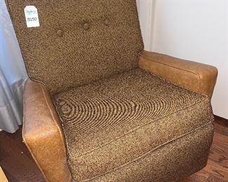 Mid-Century upholstered swivel rocker
