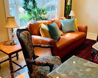 Leather two cushion sofa