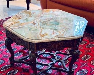 Onyx topped octagonal table