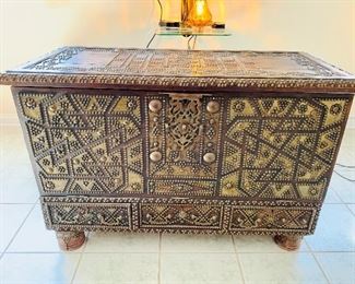 Zanzibar Wooden and Brass Studded Coffee Cocktail Table Trunk Chest