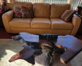 3-cushion sofa measures 33" high x 87" wide x 37" deep. Coffee table measures 17" high x 57" wide x 37" deep.