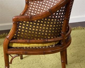 2pc Vintage Mid-century Hekman Cane Chairs PAIR Hollywood Regency 33x22x24in HxWxD
