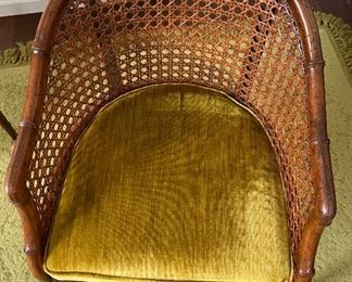 2pc Vintage Mid-century Hekman Cane Chairs PAIR Hollywood Regency 33x22x24in HxWxD