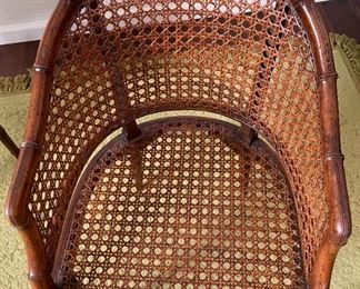 2pc Vintage Mid-century Hekman Cane Chairs PAIR Hollywood Regency 33x22x24in HxWxD