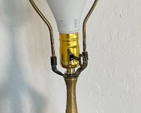 2pc MCM Teak Lamps PAIR Walnut Sculptural Wood Lamps PAIR Danish Modern Cage 35in H x 18 in diameter