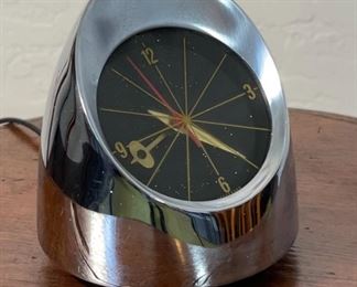 Vintage MCM Jefferson 500 Chrome Bullet Clock 580-221 4.5 x 4.5in diameter