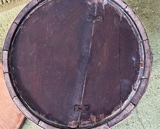 Original 19thc Wood Firkin Sugar Bucket 12 x 14.5in diameter