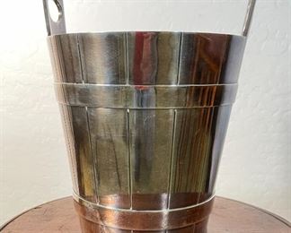 Vintage MCM Calderoni Fratelli Champagne Ice Bucket Milano Italy Alpacca Argentato Nickel Silver 10.75 x 7.75in diameter