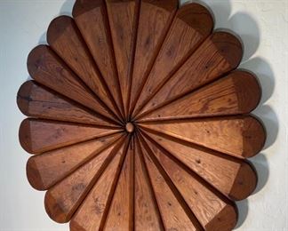 Huge Wood Wall Sculpture Rustic Daisy 36in Diameter