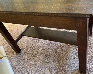 Antique Arts & Crafts Mission Oak Desk Library Table w/ Flip Top Inkwell 28.75 x 39 x 25.75in HxWxD