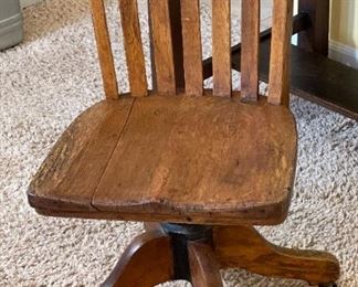 AS-IS Antique Oak Office Chair 34 x 17 x 22in HxWxD