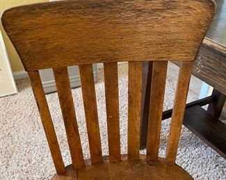AS-IS Antique Oak Office Chair 34 x 17 x 22in HxWxD