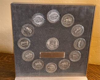 1920-30s Chrysler Plymouth Millionaires Club Coin Collection 9 x 9 x 3in HxWxD