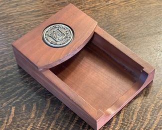 3pc Chrysler Plymouth Millionaires Club Bookends & Memo Holder Desk Set Black Walnut 6.5 x 5 x 5.5in HxWxD