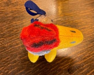 1940s KU Jayhawk Plush Toy University Of Kansas Mascot Personality Pet Collegiate 6.5 inches high