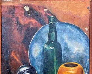 Antique Original Oil Painting Lorbeer Still Life Frame: 24 x 20 x 3in<BR> Image: 17.5 x 13.5