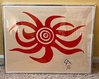 Alexander Calder 1975 Sunburst Litho The Flying Colors Collection Lithograph Framed Art 21.5 x 27.75 x 1in HxWxD