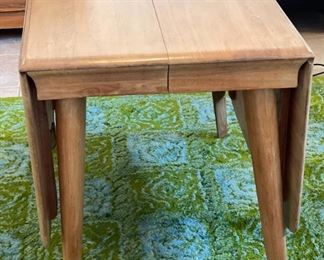 Vintage MCM Carl Bissman Solid Walnut Dining Table w/4 Chairs Mid Century Modern Table: 29x42x28-72-82-92in HxWxD