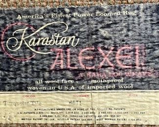 Vintage Karastan Alexel 6571 Turquoise Tile Wool Rug 112x72in