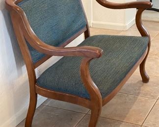 Vintage Wood Frame Upholstered Settee Bench Loveseat 36x45x26in HxWxD