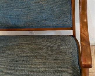 Vintage Wood Frame Upholstered Settee Bench Loveseat 36x45x26in HxWxD