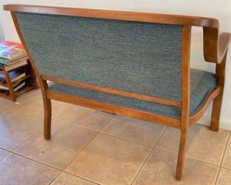 Vintage Wood Frame Upholstered Settee Bench Loveseat 36x45x26in HxWxD