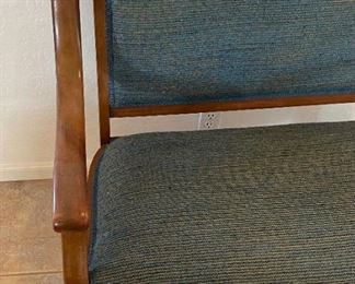 Vintage Wood Frame Upholstered Settee Bench Loveseat 36x45x26in HxWxD