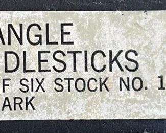 6pc Dansk IHQ Cast Iron Triangle Candlesticks 1726 Candle holders BOX: 1.5x5x4.5in HxWxD