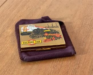 1949 Chicago Railroad Fair Compact Elgin American Souvenir 3x2.75in HxWxD