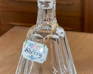 Baccarat Talleyrand Crystal Decanter With Limoges Porcelain Sherry bage 9in H x 5in Diameter