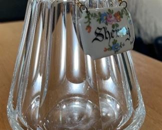 Baccarat Talleyrand Crystal Decanter With Limoges Porcelain Sherry bage 9in H x 5in Diameter