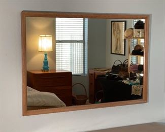 Vintage MCM Carl Bissman Solid Walnut Frame Mirror 32.25x48.25x2in HxWxD