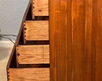 Vintage MCM Carl Bissman Solid Walnut 4 Drawer Dresser 32 x 32.5 x 20in HxWxD