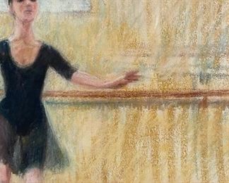 Original Art Jill Bush Ballerina Pastel Drawing Frame: 18 x 20in <BR>Image: 11.5 x 13.25in